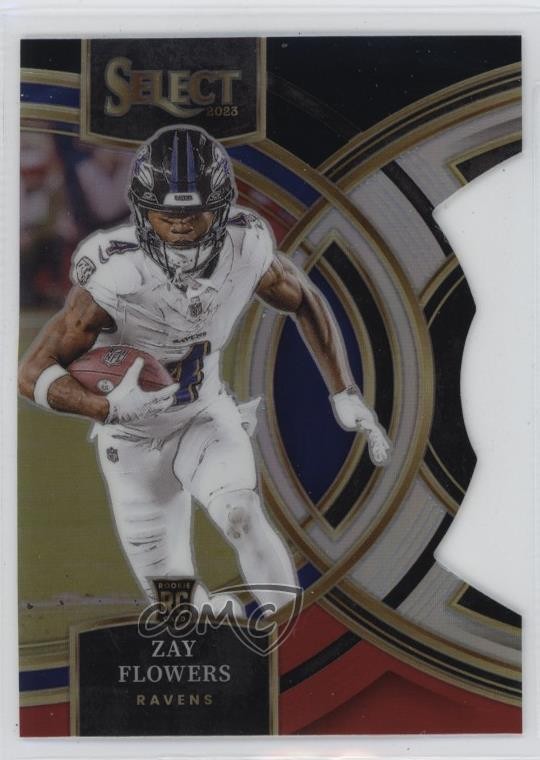 2023 Panini Select Premier Level Black & Red Prizm Die-Cut Zay Flowers Rookie RC