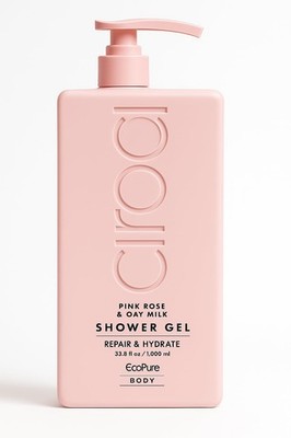 Ciroa Pink Rose & Oat Milk Shower Gel 33.8 oz 1000ml Repair Hydrate Vegan Jumbo