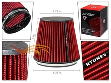 RTunes Racing RED Short 6" 152mm Inlet Universal Cone Dry Air Intake Filter