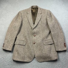 VTG Harris Tweed Sport Coat Mens 44 Regular Brown Herringbone Scottish Blazer