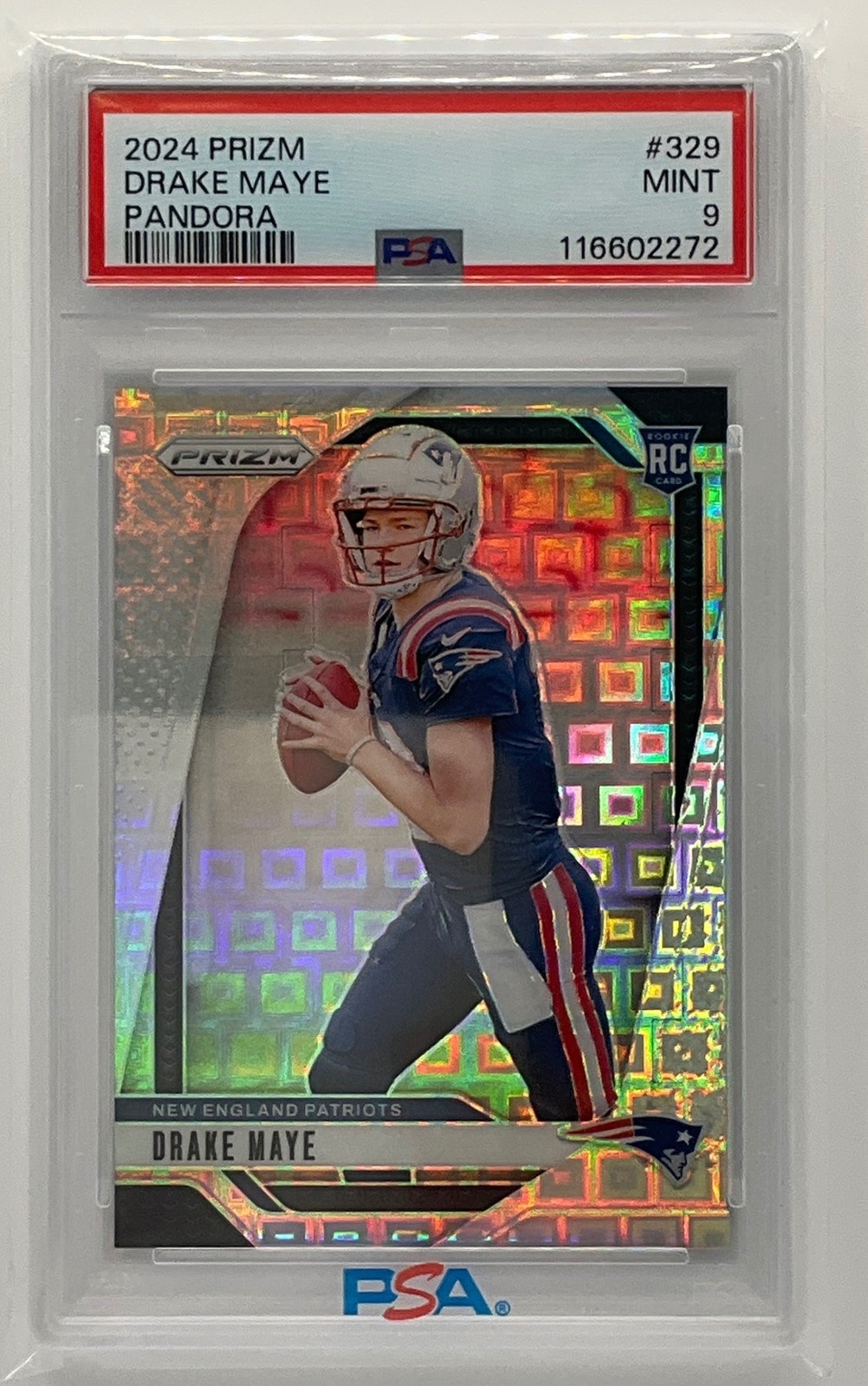 2024 Panini Prizm Drake Maye Pandora /400 #329 RC New England Patriots PSA 9