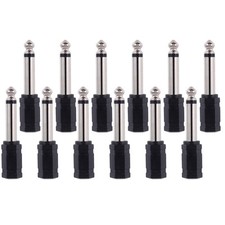 12 Pcs Mono Audio Connector 6.35mm Plug To 3.5mm Jack Adapter Converter