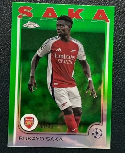 Bukayo Saka 2024-25 Topps Chrome UCC Green Refractor /99 #77