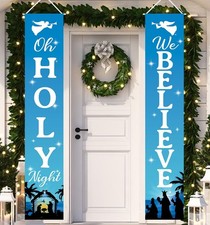 Christmas Decorations Holy Night We Believe Banner Jesus Religious Xmas Porch
