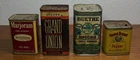 Vintage Slice Tins X4 Schilling, Grand Union, Buethe, Home Brand,MN, CHI, SF, NY