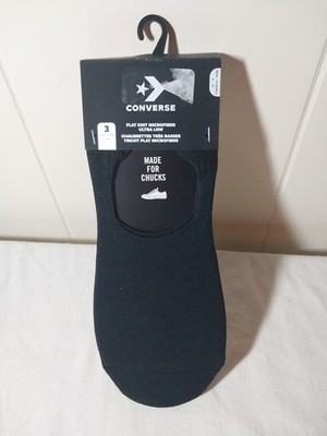 Converse Men's Sock Flat Knit Microfiber Ultra Low 3-Pair Black 6-12