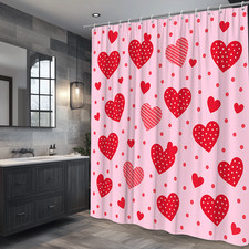 Red Hearts Shower Curtain for Cute Kids Bathroom Decor