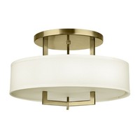 Deckenlampe Metall Stoff D: 50,8Cm Rund In Messing Weiß E27 Modern Deckenleuchte