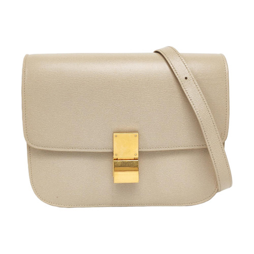【Authentic】 CELINE CLASSIC BOX Beige Leather Handbags (DDP)