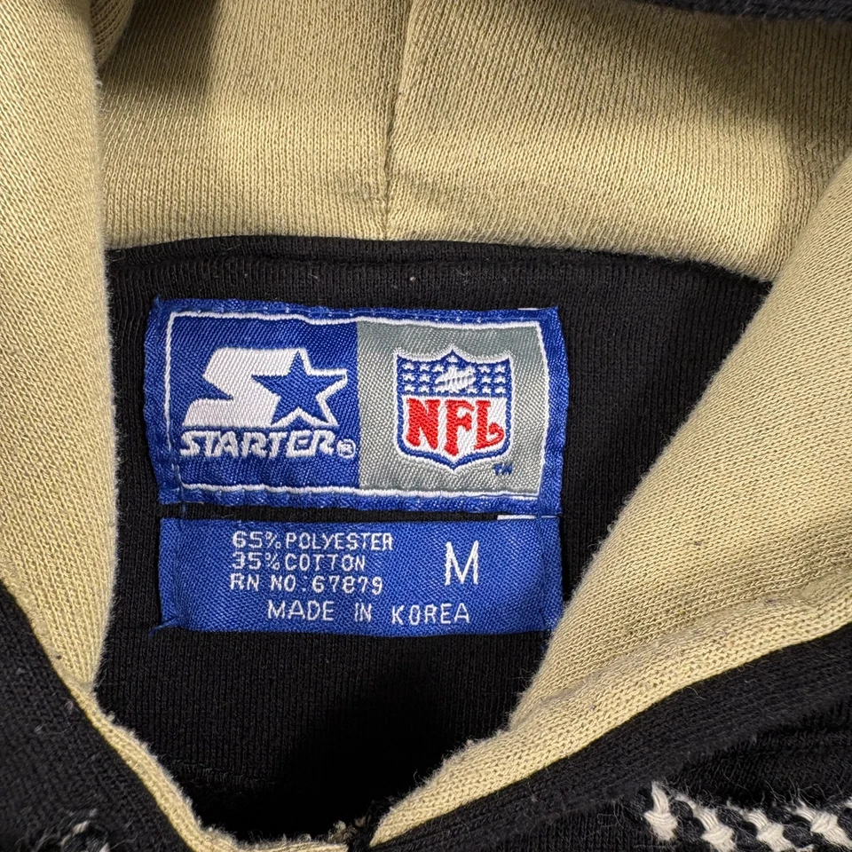 Vintage New Orleans Saints Hoodie Mens Medium Black Starter Football NFL Cotton - Image 4 of 4