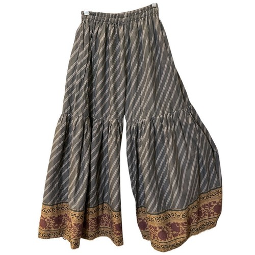 Ego Diva Baumwolle Set Bluse Top weites ausgestelltes Bein Hose Gr. S grau senf bequem künstlerisch - Bild 11 von 13
