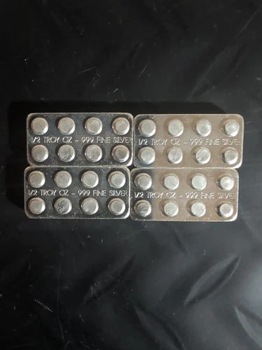 Lot Of 4 - 1/2 oz Monarch Building Block Silver Bars #168