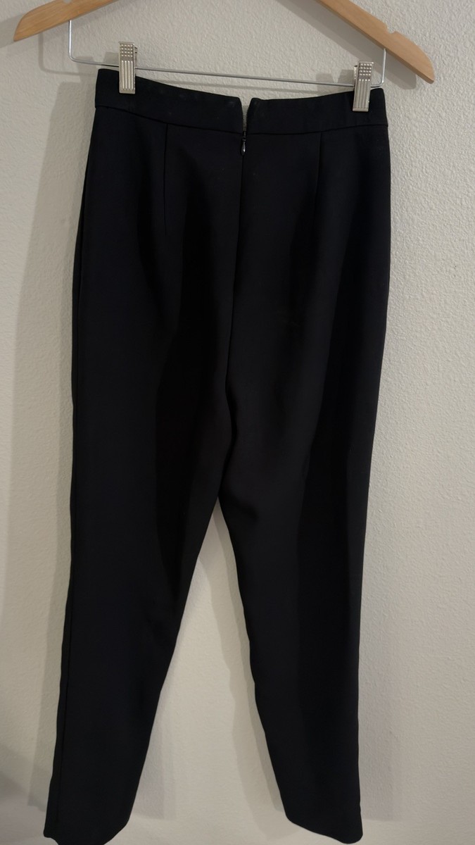 SELF PORTRAIT Crepe Front Zip Split Trousers Slim Pants Pleats Black Size US 4 View 5