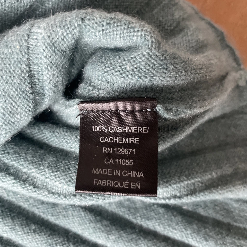 360 羊绒 100% 羊绒罗纹针织毛衣女式中号绿色喇叭袖 — 第 4/4 张图片