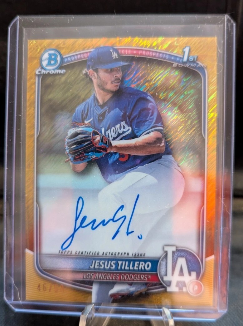 Jesus Tillero Gold Shimmer Auto #/50 🔥 2025 Bowman 1st Chrome Prospect Auto