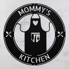 Personalized Apron Metal Sign Custom Home Kitchen Decor and Gift Idea for Mom
