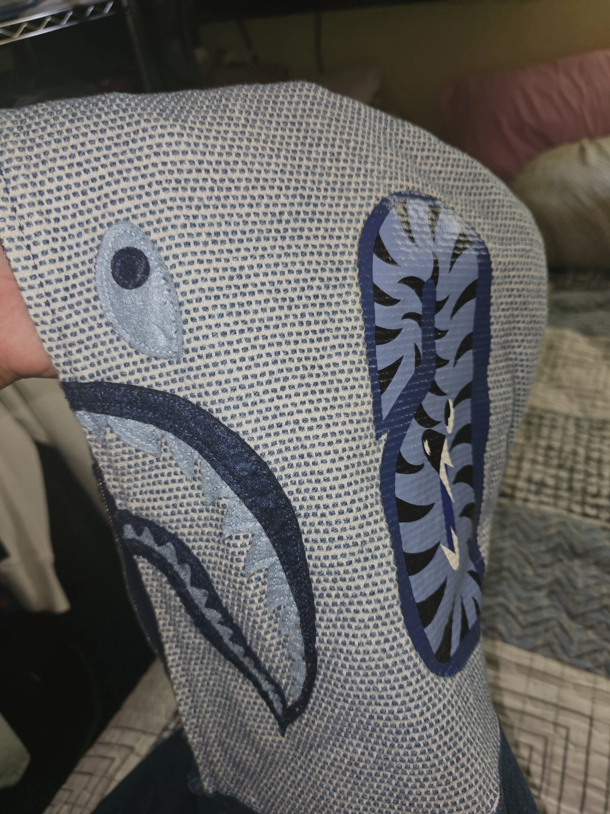 A BATHING APE (BAPE) Felpa con cappuccio zip Bape Indigo Shark Button **MOLTO SUPER RARA FELPA CON CAPPUCCIO BAPE*** taglia 2XL