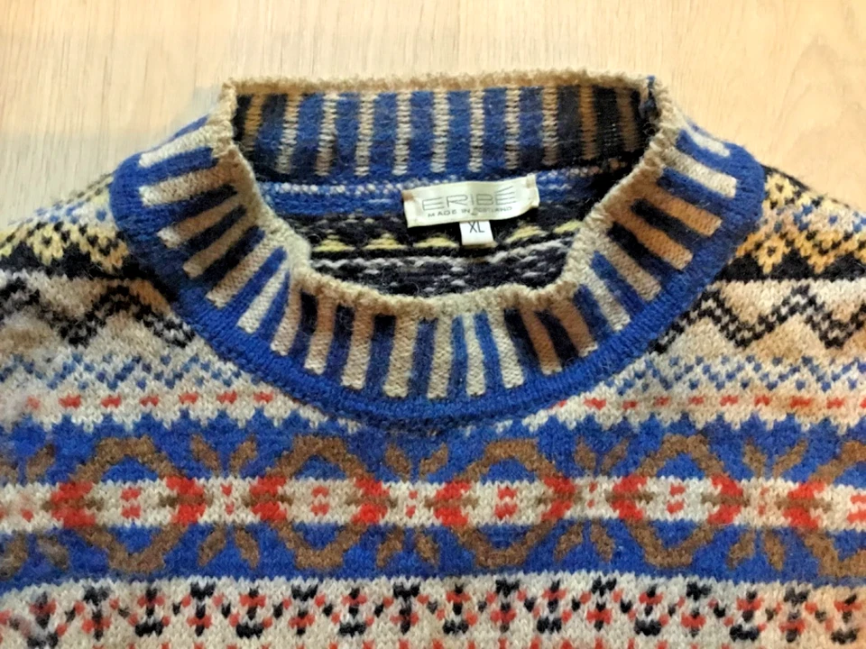 Eribe Eribé Schottland Herren Strickpullover Fair Isle 100% Lammwolle Größe XL - Bild 2 von 4