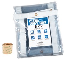 5'x12' Clear Vinyl Tarp 24 Mil Heavy Duty Waterproof UV  Fire Resistant