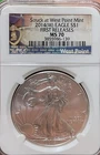 2014-W American Silver Eagle - NGC MS70 First Releases - Struck At West Point