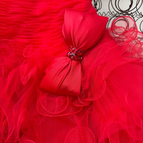 SHERRI HILL Red Gem Strapless Latin Ballroom Competition Dance Prom Dress Size 0 - Picture 3 of 8