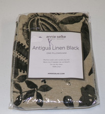 NEW Annie Selke Antigua Linen Black KING Size Pillow Sham 100% Linen