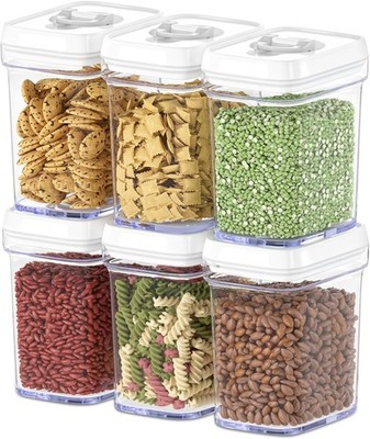 Airtight Food Stora Containers for Pantry With White