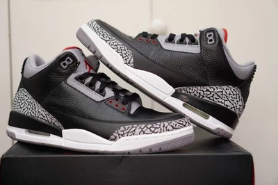 2011 air jordan 3 retro black cement grey white 136064-010 sz 10 - image 1 of 4