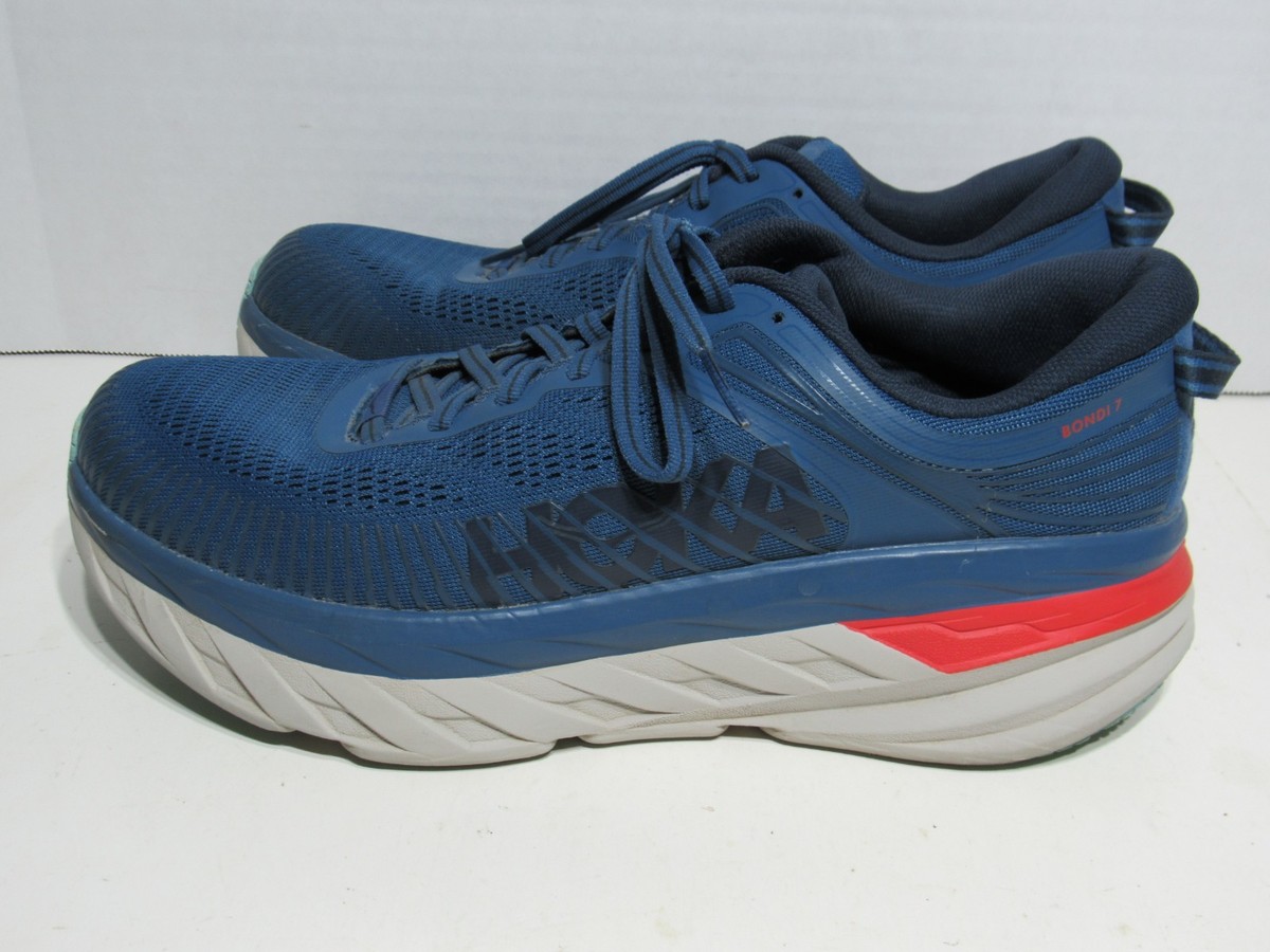 Hoka One One Mens Bondi 7 1110518 RTOS Blue Running Shoes Sneakers Size 9 EUC View 4