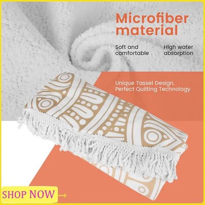 Rundes Mikrofaser Mandala Strandtuch Hippie Boho Quasten Übergröße