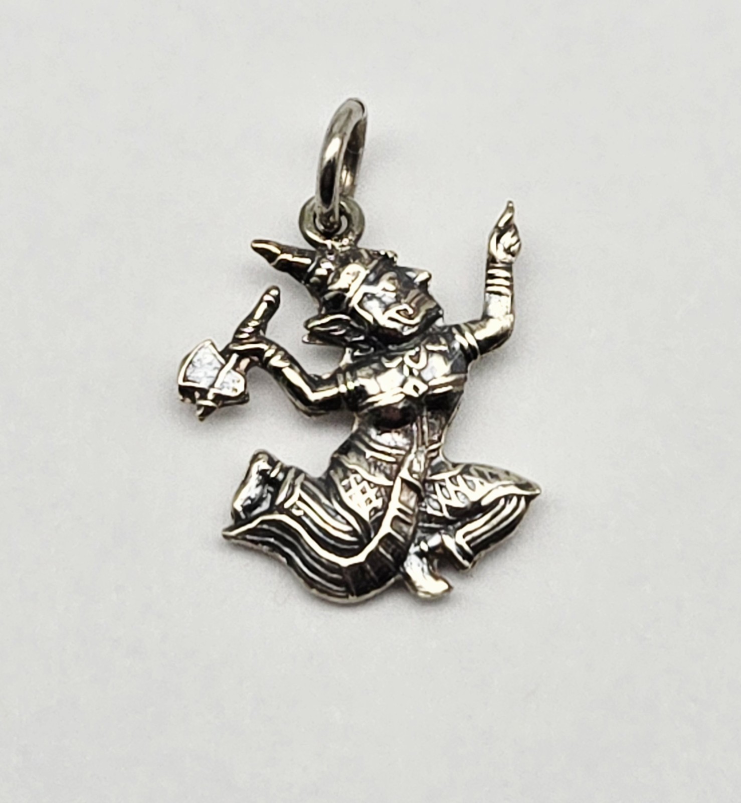 Vintage Thai Dancer Siam Sterling Silver Asian Detailed Charm Pendant - 1.2g