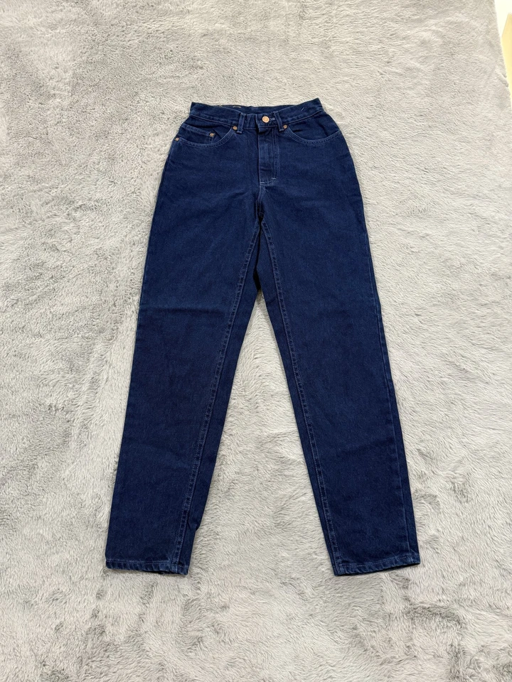 Jeans Lee Juniors 5 Vintage Azul Medio Cintura Alta Pierna Recta Hecho en EE. UU. Años 90 Foto 3 de 4