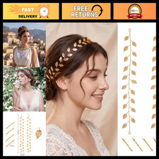 Gold Leaf Wedding Headband Set - Elegant Goddess Headpiece for Bridal Hair Acces