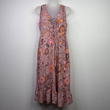Madewell Dress Womens 4 Pink Floral Batik Sleeveless Lace Romantic Cottage Boho