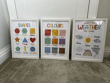 Kids Children?s Set Of Three Framed A3 Posters Educational