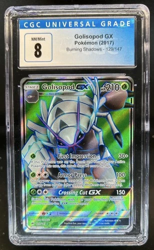2017 Pokemon SM Burning Shadows Golisopod GX #129/147 CGC 8 Chipped