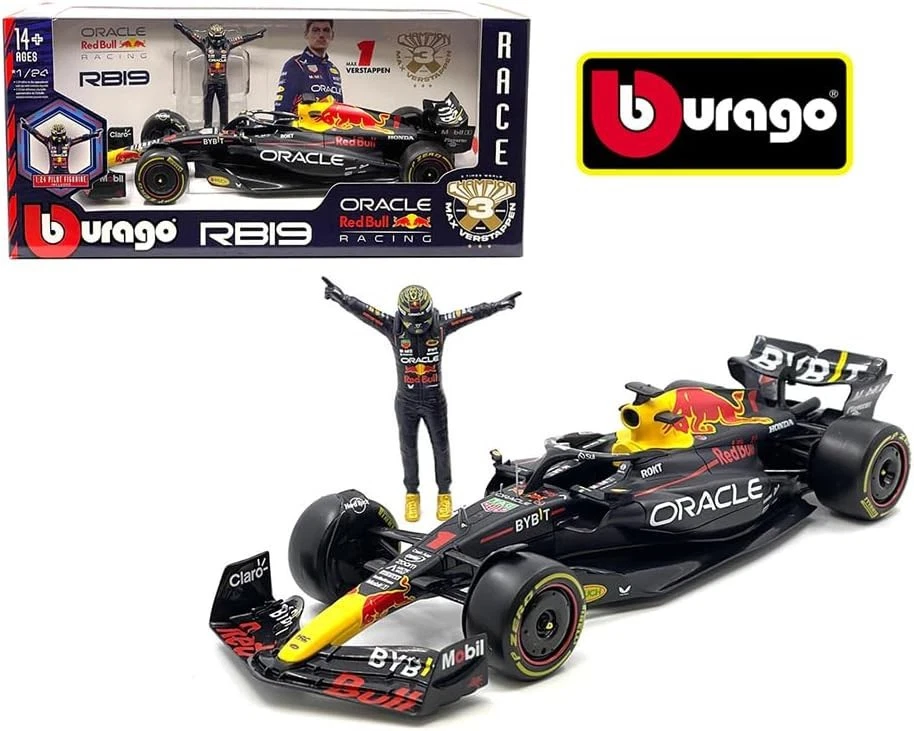 MAX VERSTAPPEN RED BULL RB19 Modello Auto 22cm 1/24 con FIGURA 1/24 22cm F1 - Immagine 4 di 4