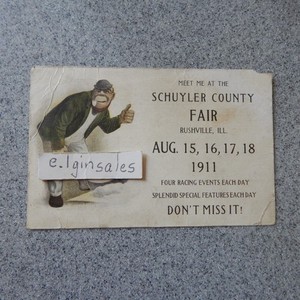 Schuyler County Fair 1911 in Rushville, IL. Postcard With African American