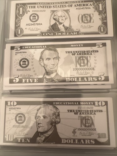 U.S. Currency Play Money Coins & Bills Educational (75 Bills & 101 Coins) 3+ NEW - Picture 3 of 10
