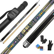 2-Piece Canadian Maple Pool Cue Stick with Portable Hard Case -12.5mm Leather...