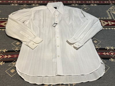 Acorn Bob Goldfeder Pleated Shirt Mens M White Dress NWT T1