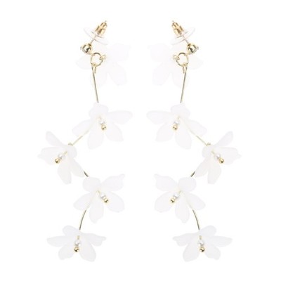 Flower Pearl Earrings Gold Plated Tassel Earrings Wedding Bridal Accessories