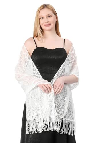 Women's Lace Scarf Shawls For Wedding Soft Lightweight Fringe Stole Wraps For... - Picture 5 of 5