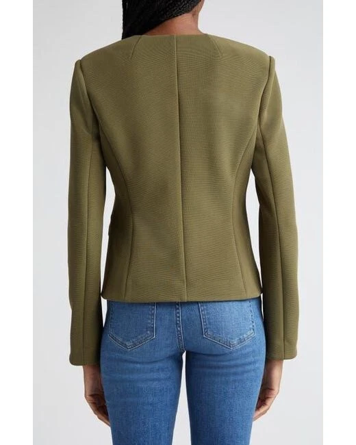 NUEVO CON ETIQUETAS Veronica Barba Botón Frontal Kensington Tejido Chaqueta Forrada Blazer Abrigo Ejército XS Foto 2 de 2