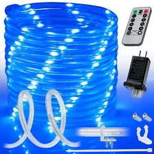Blue 8-Mode LED Outdoor Waterproof Rope Light 10' 20' 25' 50' 100' 150' ft