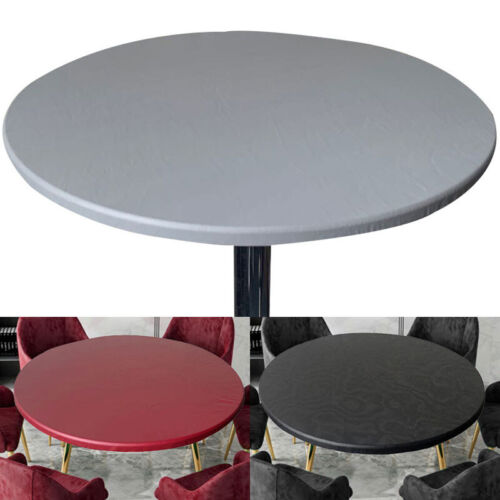 Round Waterproof Table Cover Elastic Fitted PVC Tablecloth Oil Proof Covers Home - Picture 2 of 18