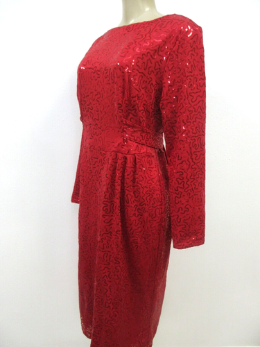 TATYANA RED SEQUIN EMBELLISHED LONG DRESS SIZE XXL - Picture 4 of 12