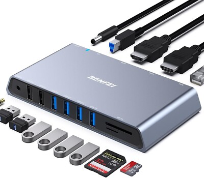 12-in-1 USB 3.0 Dockingstation mit Dual HDMI Display/6*USB Ports/SD/TF Karte Re