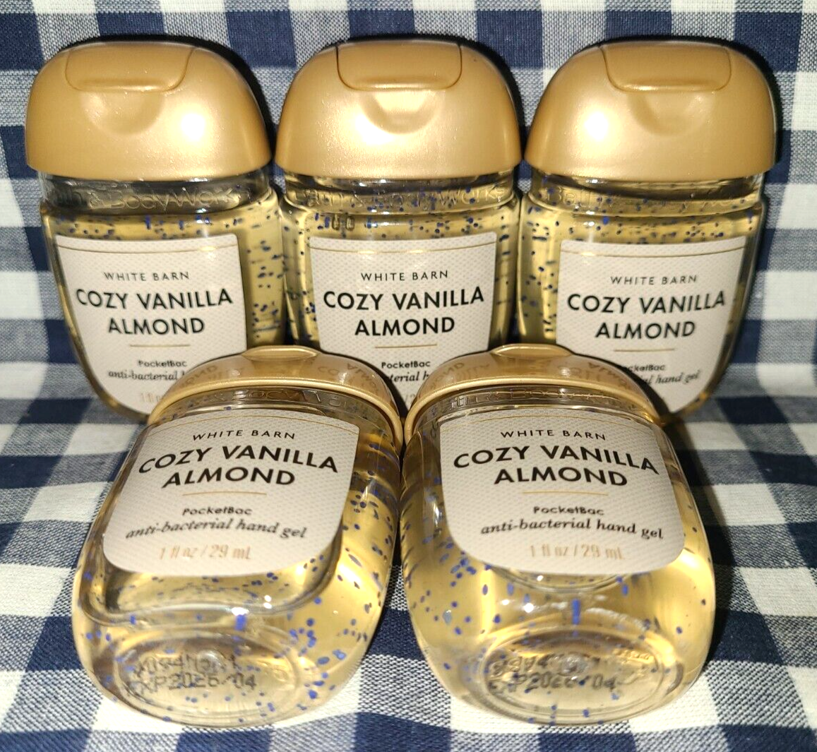 ALL NEW 5-Pack COZY VANILLA ALMOND PocketBac Sanitizers 1 oz Bath