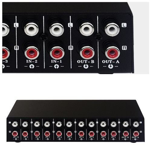 Audio Switcher RCA Audio Selector 10 IN 2 OUT or 2 IN 10 OUT Lossless Switchinh - Picture 4 of 10